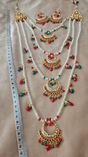 Indian jewellery set necklace earrings jhumkis Jhumka rani haar sat lada wedding