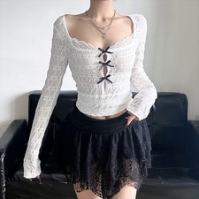 Stylish Hollow Bow Long Sleeve