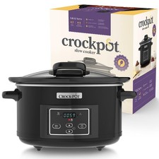 Digital Slow Cooker with Hinged Lid and Programmable  Countdown Timer 4.7L Black