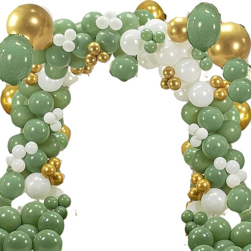Green gold balloon arch party - green,