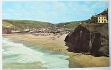 BEACH AND CAR PARK PORTREATH CORNWALL POSTCARD. c1960's.