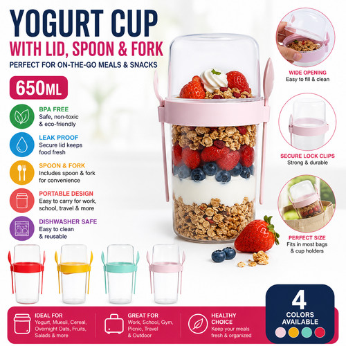 Yogurt cup with lid spoon - cup,