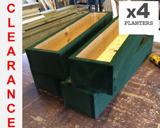 Clearance! Value set of 4 green wooden garden window box herb planters