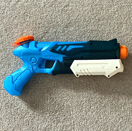 Blue black plastic water gun - black,