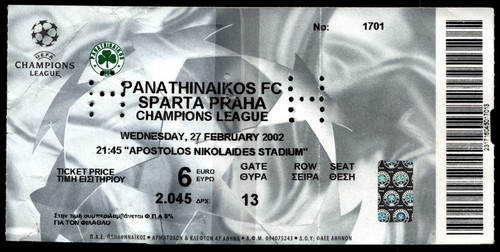Ticket 2002 panathinaikos - ticket,