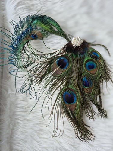 Peacock feather facinator - peacock,