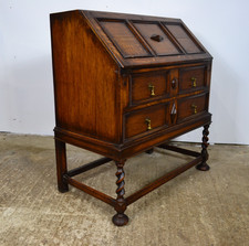 Antique Vintage Solid Oak Bureau Writing Desk, Barley Twist Legs, CAN DELIVER