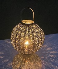 Vintage handmade pierced wash metal Garden Lantern moroccan Indian 29cm