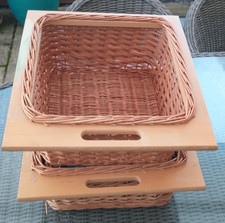 Wicker Storage Basket Pull Out Sliding Frame Kitchen Wicker Decor 42x47cm total