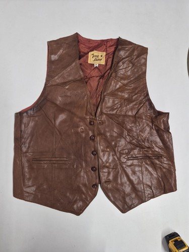 Vintage leather waistcoat - , 40"