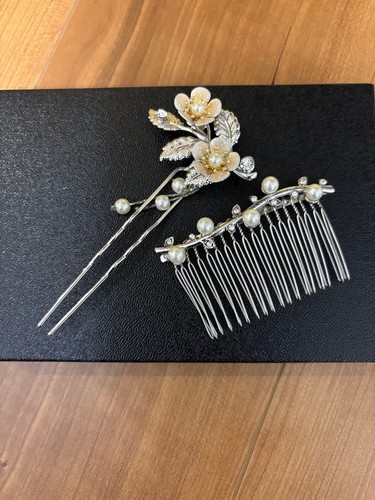 Kanzashi kimono pearl leaf - kimono,