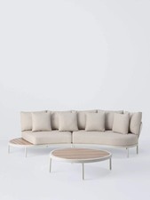 John Lewis Lozenge 4-Seater Modular Curved Garden Sofa & Coffee Table Set Cream