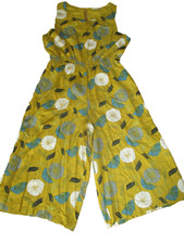Debenhams? mustard yellow floral print sleeveless belted culotte suit size 16