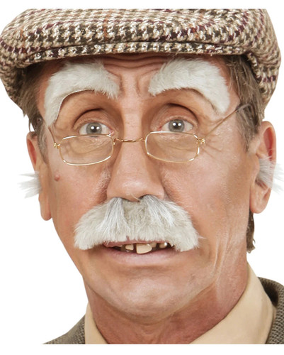 Grey grandpa mustache with - grey,