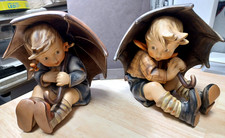 Goebel Hummel Figurine, Large Boy and Girl Umbrella 152A & 152 B, Germany 1951