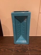 London Brick Vase by Stolen Form Glazed Earthenware Teal Blue Utensil Holder 