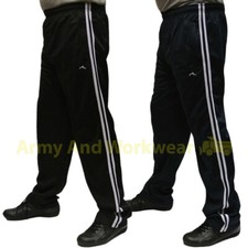 Mens Gym Baggy Silky Trackies Elasticated Jogging Bottoms Trousers -  2 stripes
