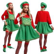 UK Women's Christmas Santa Elf Costume Mrs Santa Claus Helper Cosplay Outfits