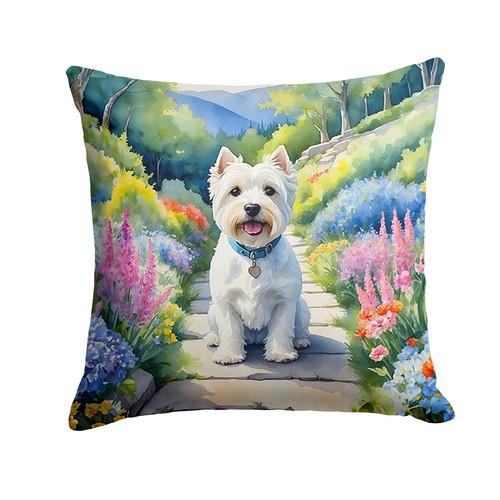 Westie spring garden path - westie,