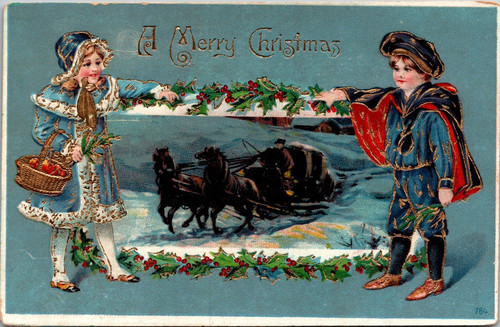 Postcard merry christmas girl - postcard,