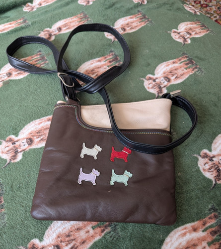Radley brown leather scottie - brown,