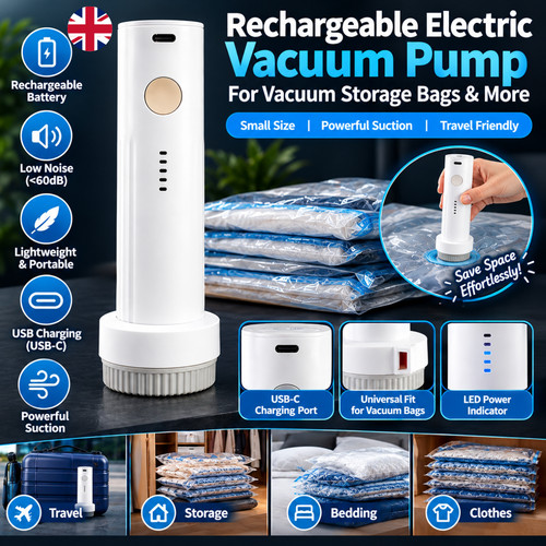 Vacuum storage bag pump - vacuum, usb-c