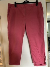 M&S Women's Pink Cotton Cropped Trousers Size 18