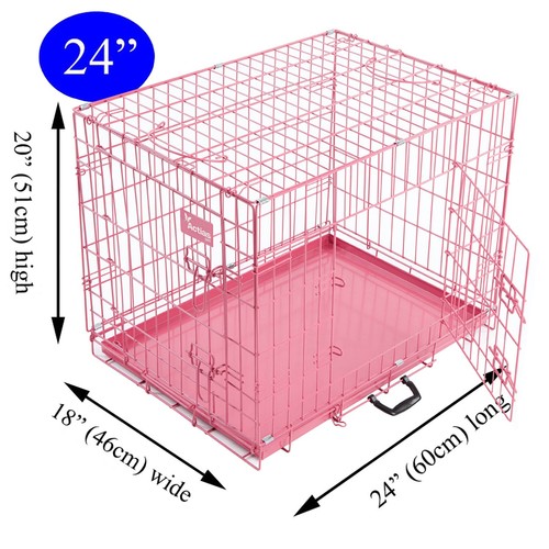 Pink dog cage with faux - with, fur