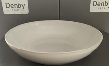 2 Denby Stone White pasta bowls 8.5 inches