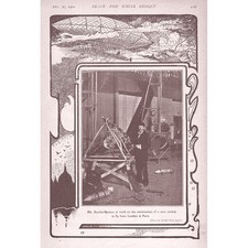 AVIATION Stanley Spencer Working on a New Airship - Antique Print 1902