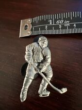 Pewter Ice Hockey Player Pin Badge