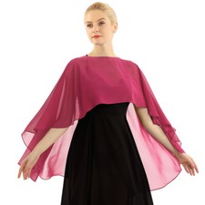 Womens Chiffon Shawl Cape High-Low Capelet Top Bridal Evening Wraps Bolero Shrug
