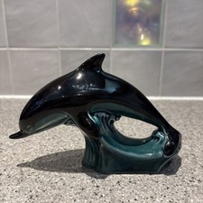 Poole Pottery Blue Glaze Dolphin Ceramic Figurine 17cm x 12cm