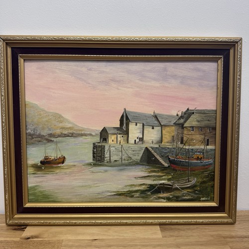 Vintage oil painting polperro - vintage,