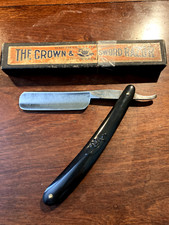 Antique / Vintage Crown and Sword German Straight Razor in Original Makers Box