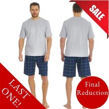 Mens Grey Tartan Check PJs