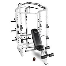 Folding Power Cage Rack Weight Bench & Accessories Home Gym Marcy SM-4231