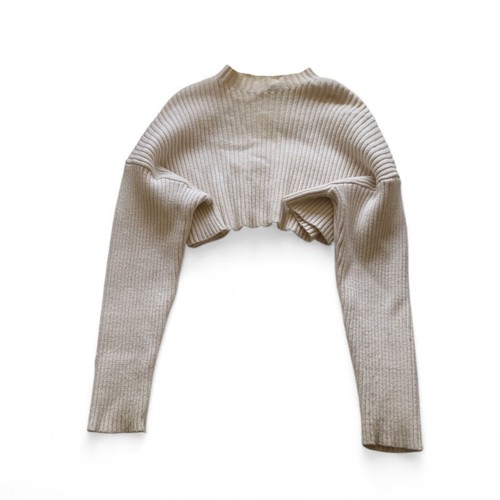 Zara cream ribbed knit cropped - zara,