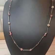 Vintage art deco  Purple amythest coloured Glass Bead Necklace 34"
