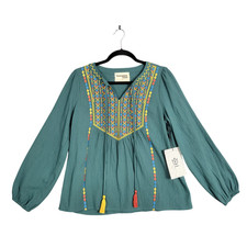 SAVANNA JANE Green Embroidered