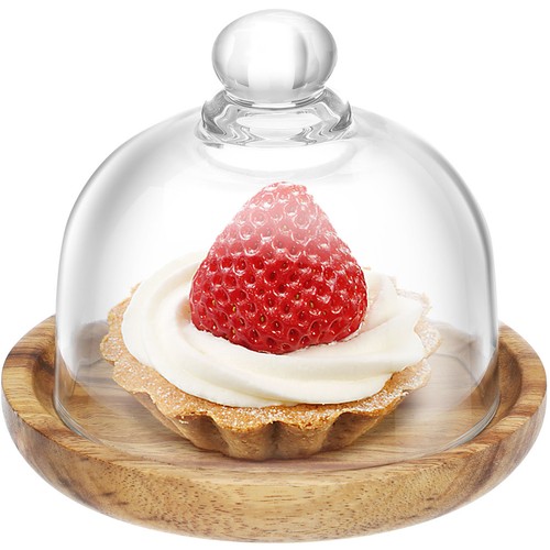 Wood cake stand with - cake,