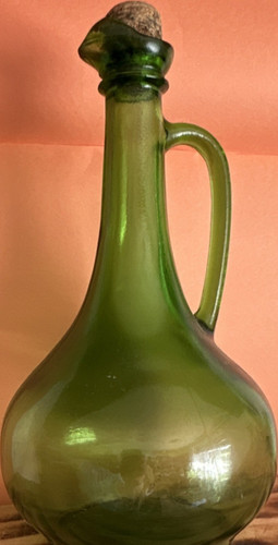 Green glass handled jug - green,