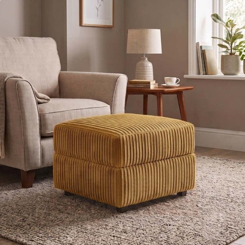 Mustard fabric footstool - footstool, non