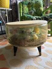 Vintage Retro Inflatable Terrarium Ottoman Foot Stool 32cm Tall, 39cm dia approx