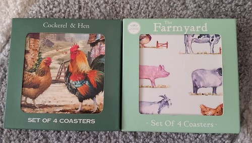 Two sets coasters cockerel - of,