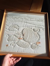 Embroidered  Knotted Seashell  Framed Picture.