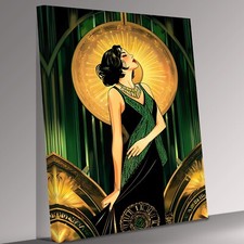 Art deco flapper lady roaring - art,