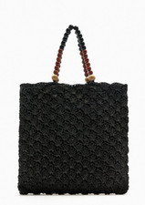 ZARA black  tote beads wooden