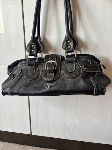 Prada black leather vintage - prada,