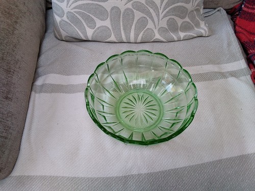 Vintage green glass bowl - glass,